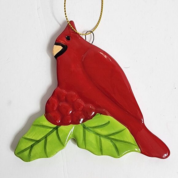 Large Ceramic Red Cardinal Loved One Memorial Christmas Ornament Hanging Decor - Picture 10 of 10